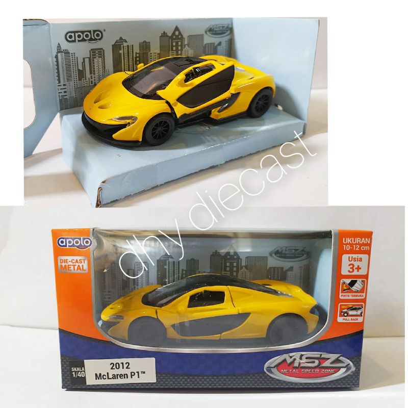 Apolo MSZ Diecast Mobil 2012 McLaren P1 Miniatur pajangan dasbor Mainan koleksi