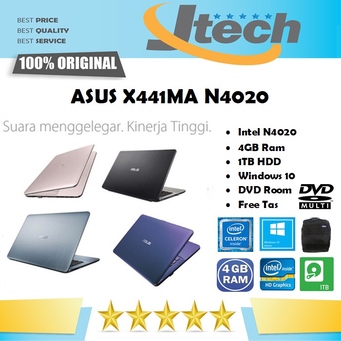 ASUS X441MA - INTEL N4020 - 4GB - 1TB - INTEL UHD - DVD ROOM - 14&quot; - WIN10