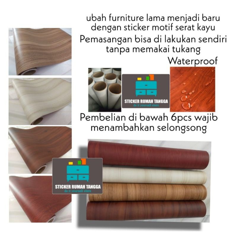 sticker kayu untuk lemari meja motif serat kayu waterproof