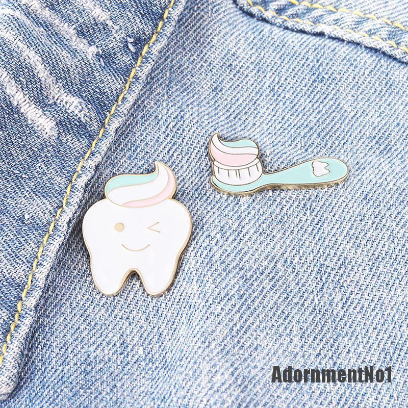 (Adornmentno1) Bros Pin Enamel Bentuk Sikat Gigi Untuk Aksesoris Pakaian