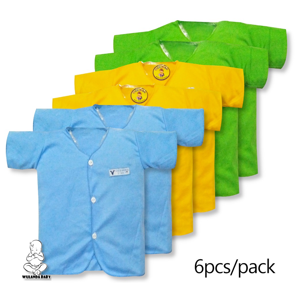 Wulanda 6 pcs baju  anak  bayi  newborn  lengan pendek warna 