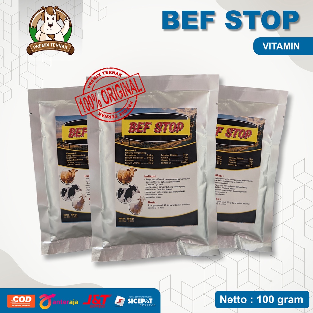 BEF STOP 100 gram - Penurun Panas Demam Pada Sapi, Kambing, Domba Oral