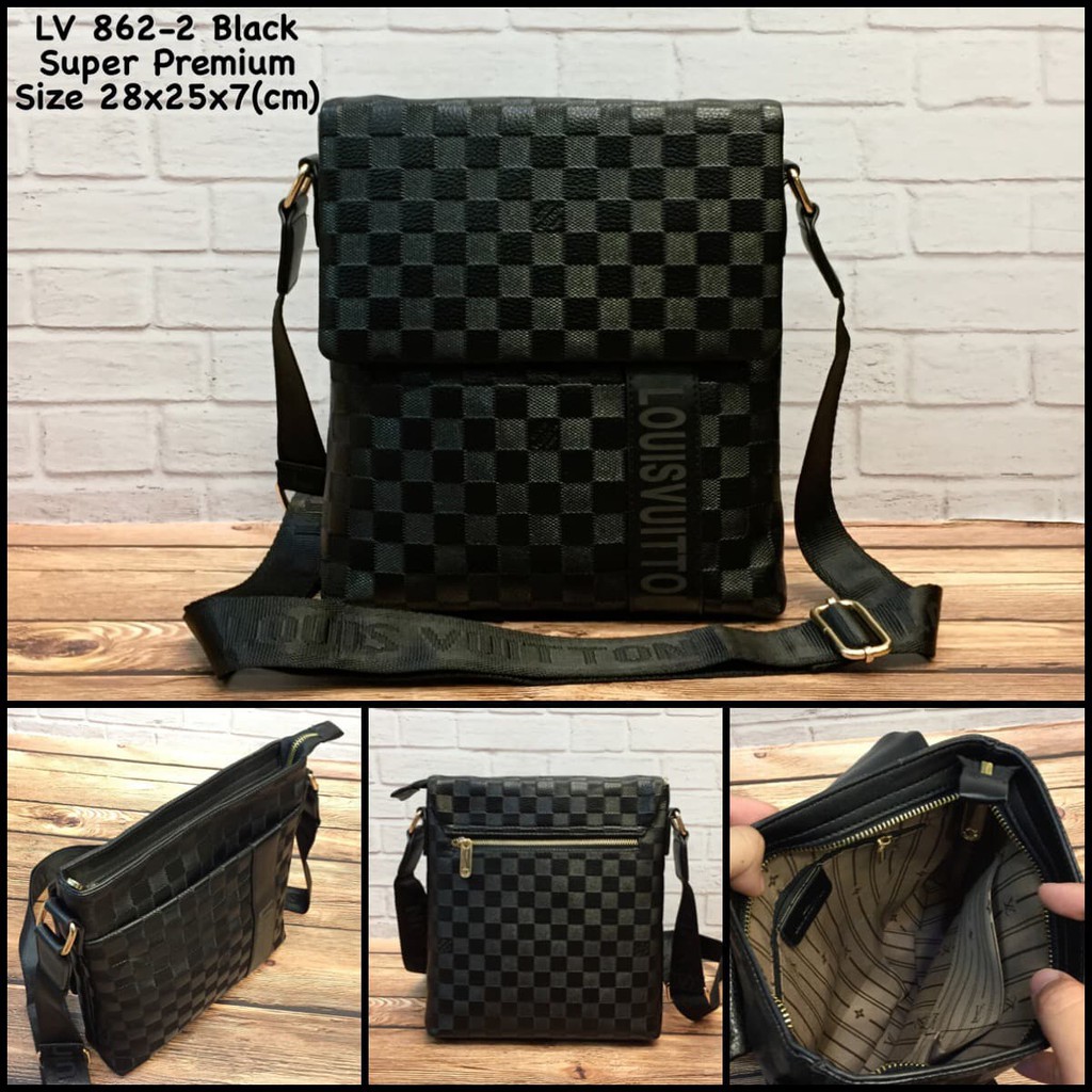 tas pria LV 862-2 black replica tas cowok tas laki tas import murah