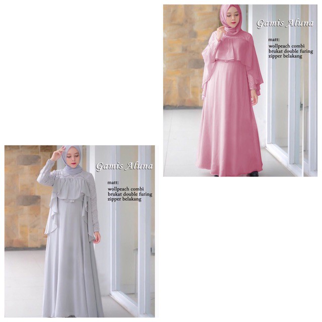 Ruairu MAXI ALUNA DRESS GAMIS SABRINA WOLLPEACH KOMBI BRUKAT 2 WARNA Murah