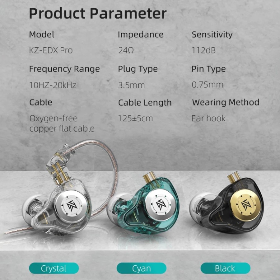 KZ EDX PRO IEM Earphone with Mic In Ear Monitor Stage Bass head 1DD-4