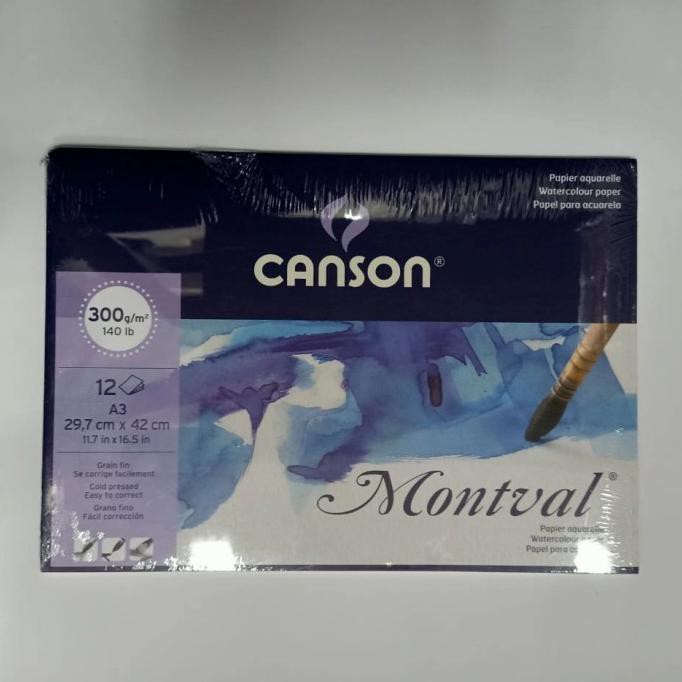 

(PERALATAN MENGGAMBAR) CANSON MONTVAL WATERCOLOR PAD A3 300GR. 4 LEMBAR COD