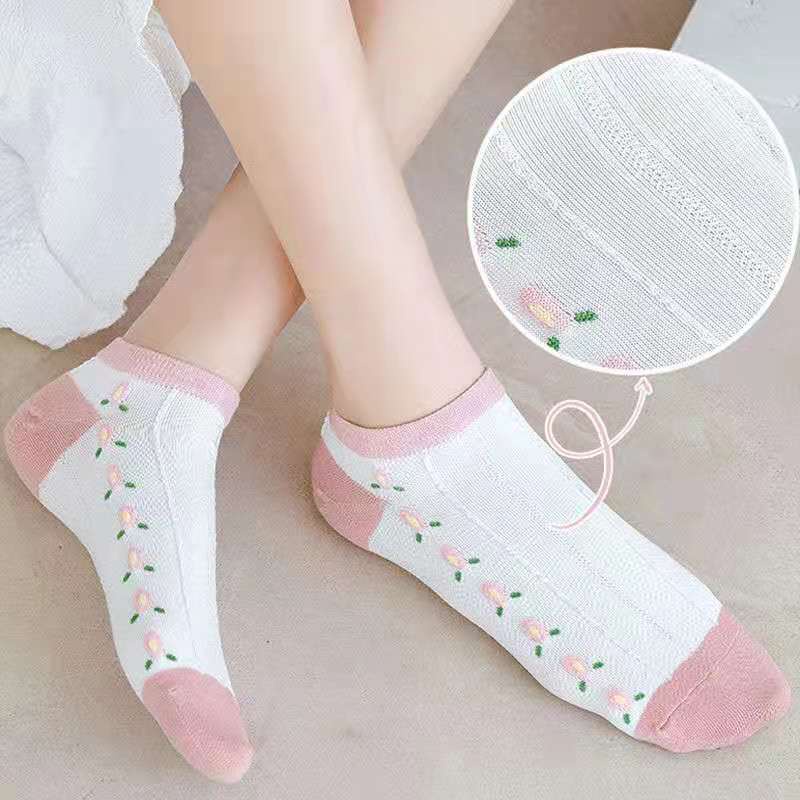 ☀ Sunly ☀ A057 Kaos Kaki Wanita Fashion Motif Strawberry Bunga Kaoskaki Pendek Korea Sock Import