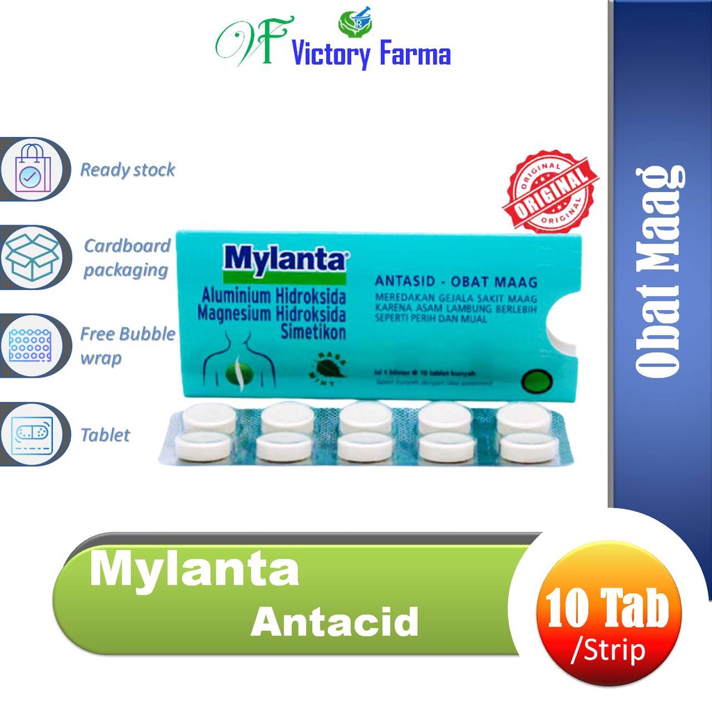 Mylanta Strip 10 Tablet / Antacid, Obat Maag