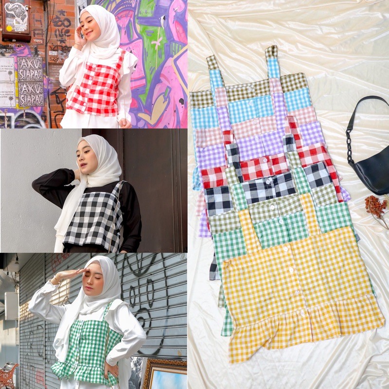 TANKTOP HALAL TARTAN / TANKTOP RUFFLE / TANKTOP CROP / TANKTOP KOTAK / TANKTOP KOREA
