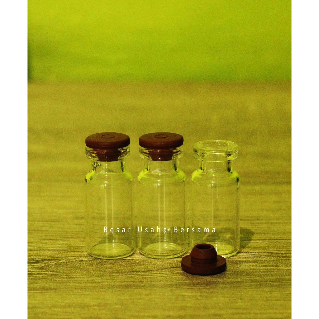  Botol  Kaca Mini Vial 3 ml Tutup  Rubber Stoper Botol  