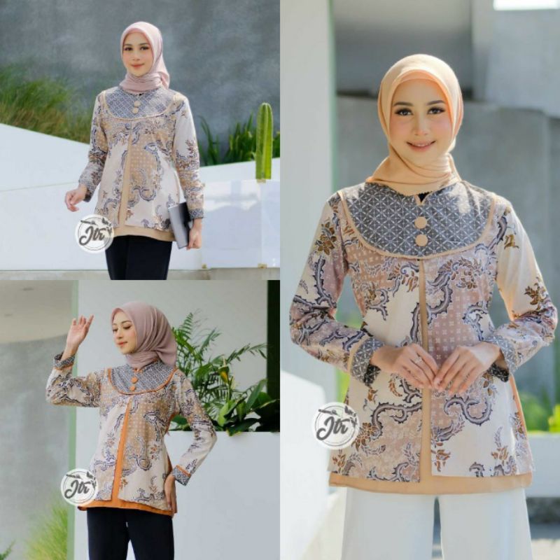 Baju Batik Wanita Modern Atasan Blouse Batik Kerja Kantor Wanita Motif Milea