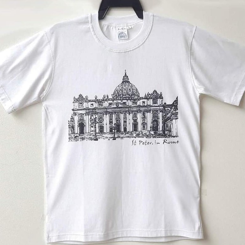 Kaos Saint Peter Rome Pria dan Wanita Dewasa Katun Combed Dingin Sablon Rohani Katolik Souvenir Roma