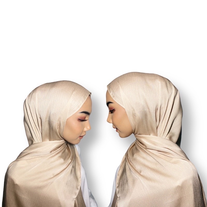 Pashmina Malay Silk Texture Premium Shawl Rayya Silk-Cream