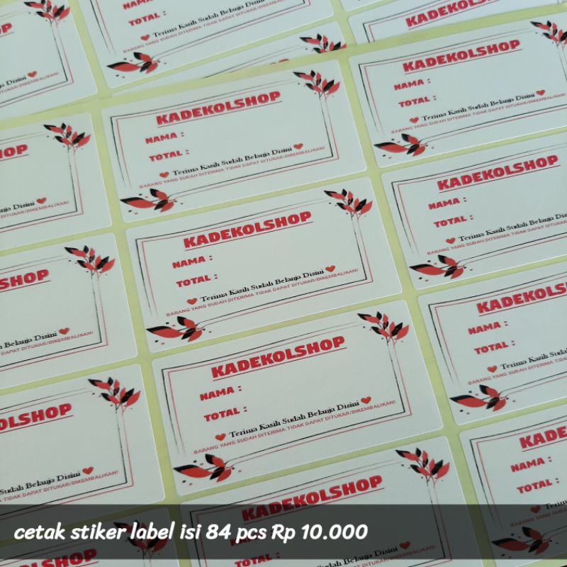 

(isi 84 pcs) Cetak Stiker Label Costum ukuran 6,5 * 3,3 cm (STK)