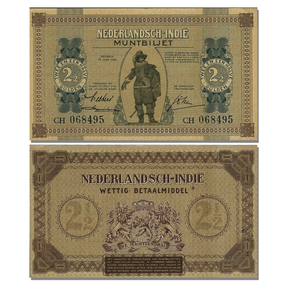 Uang 2 setengah Hindia belanda tahun 1940 semi polimer repro replika fake bukan asli