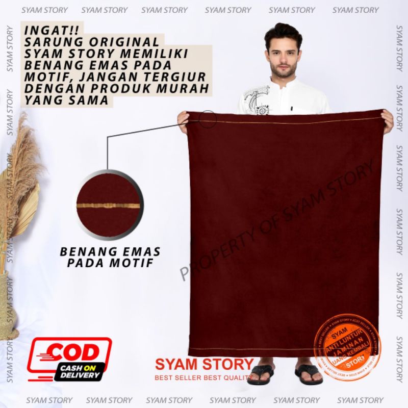 Sarung Polos Berkualitas Sarung Standar Polos Premium SARUNG POLOS STRIP BENANG EMAS