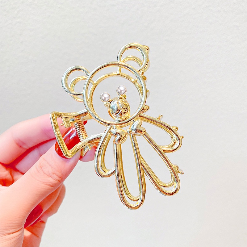 #New Arrival# Korean Hair Accessories Fashion Alloy Gold Silver Bear Shark Hair Clip for Women