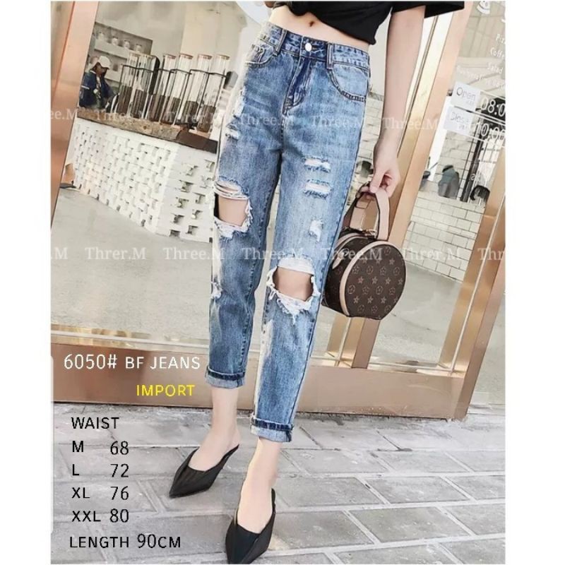 6050# bf jeans robek Three M celana import