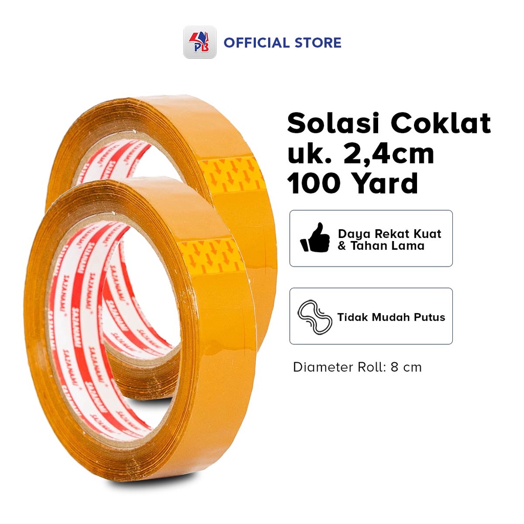 

Solasi Lakban Coklat 24 MM Solasi Panjang 100 Yard Selotip Warna Coklat Kuat / PB EDUKASI ANAK - PBNB
