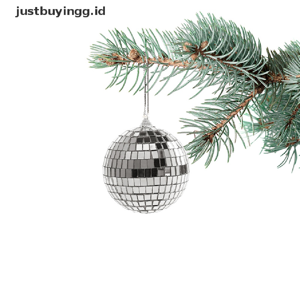 1 Pak Ornamen Bola Disko Model Gantung Bahan Kaca Cermin Ukuran 2-10cm Untuk Pohon Natal