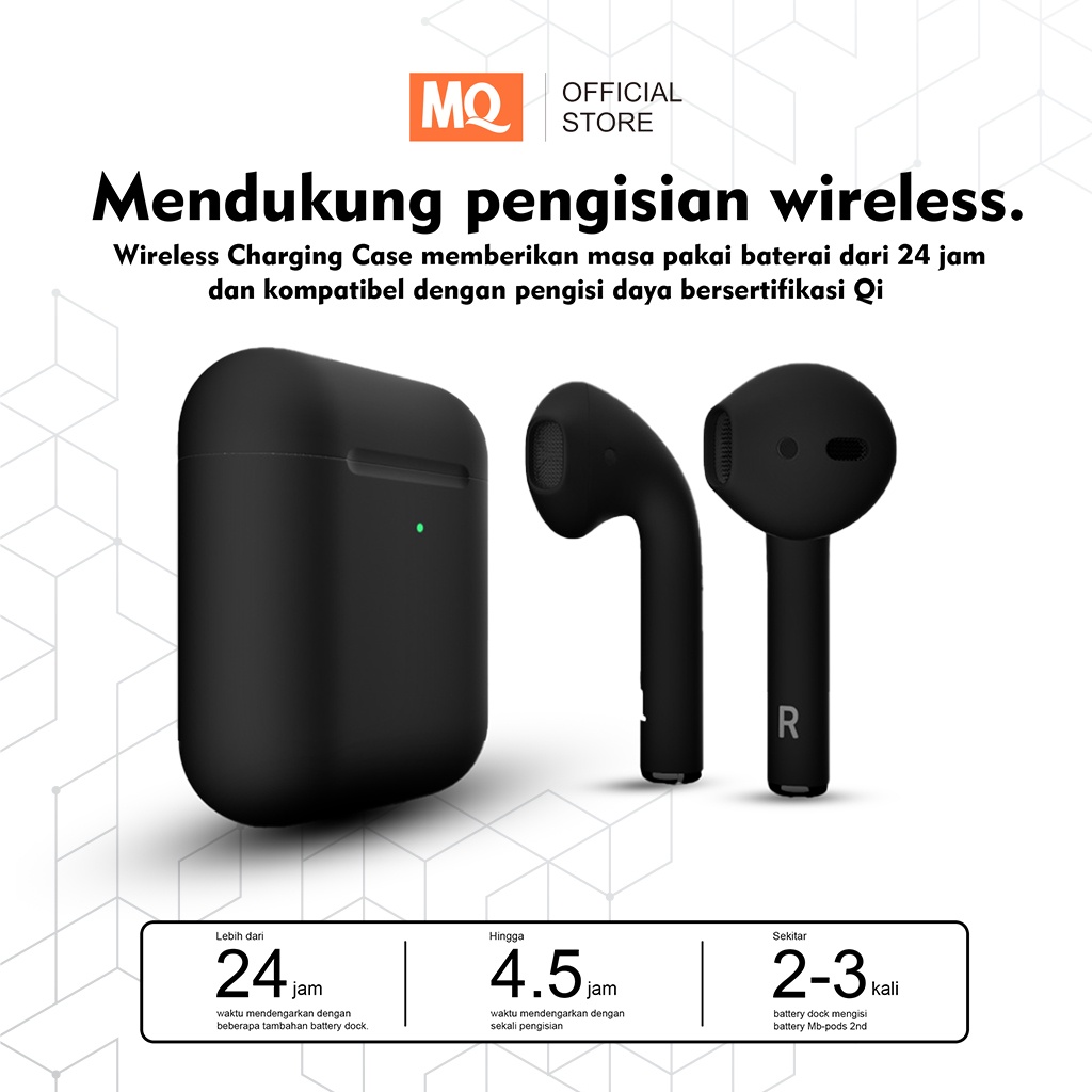 MQ_Pods_Gen2 Black Edition Wireless Charging Case (Highest Version) By MQ Indonesia