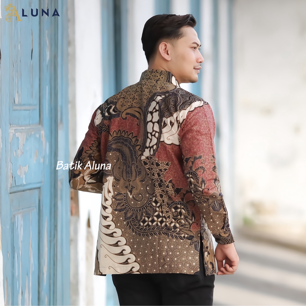 KEMEJA BATIK PRIA PREMIUM LENGAN PANJANG REGULAR BATIK ALUNA PCW 072