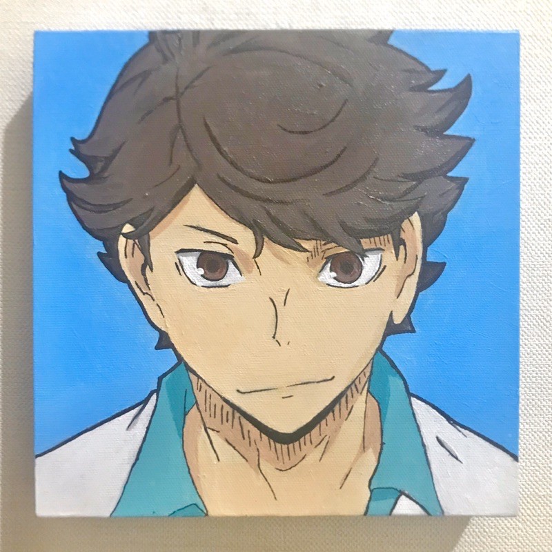 Oikawa Tooru (Haikyuu) - Anime 20 x 20 cm Canvas Acrylic Painting - Lukisan Kanvas Anime