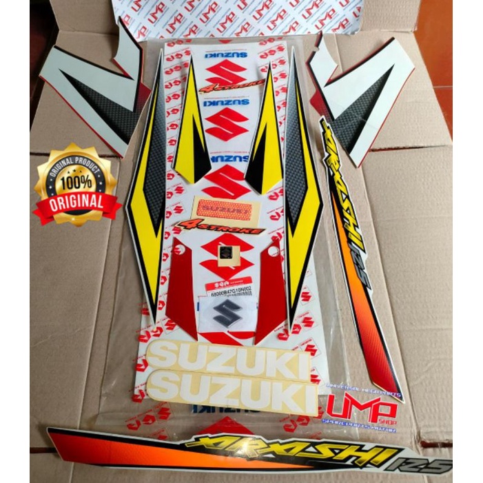 STRIPING STIKER BODY MOTOR SUZUKI ARASHI 125 KUNING ORIGINAL SGP