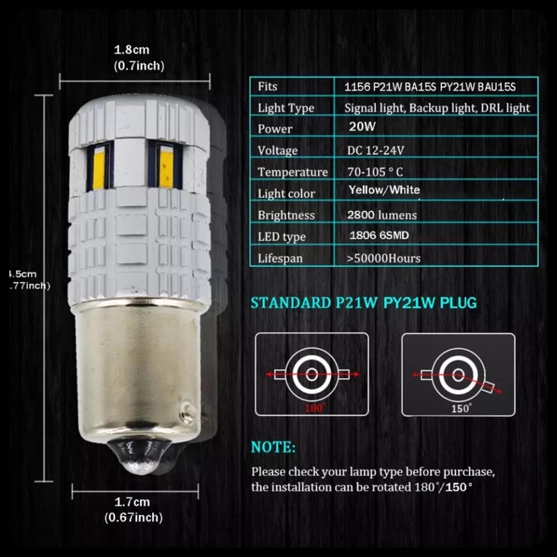 LAMPU LED MOBIL T20 7440 BA15S BAU15S BAY15D  CHIP CSP 1860 6SMD CANBUS