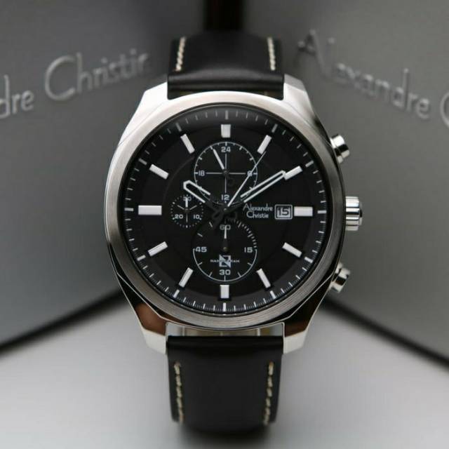 Jam Alexandre christie pria ac 6550 mc original Black silver