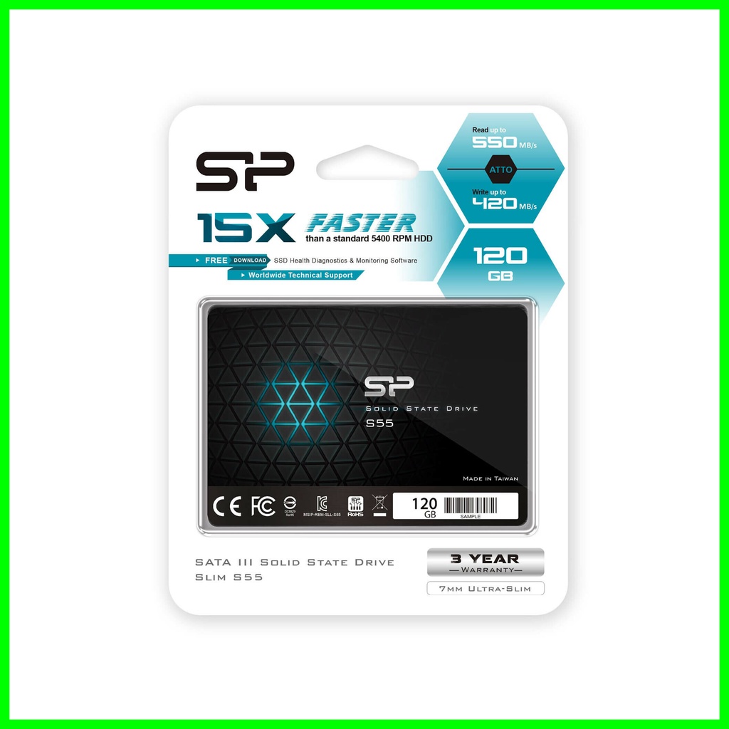 PAKET SSD DAN Case Orico 2139U3 Silicon Power Slim S55 120GB SSD 2.5&quot; SATA III 3D TLC