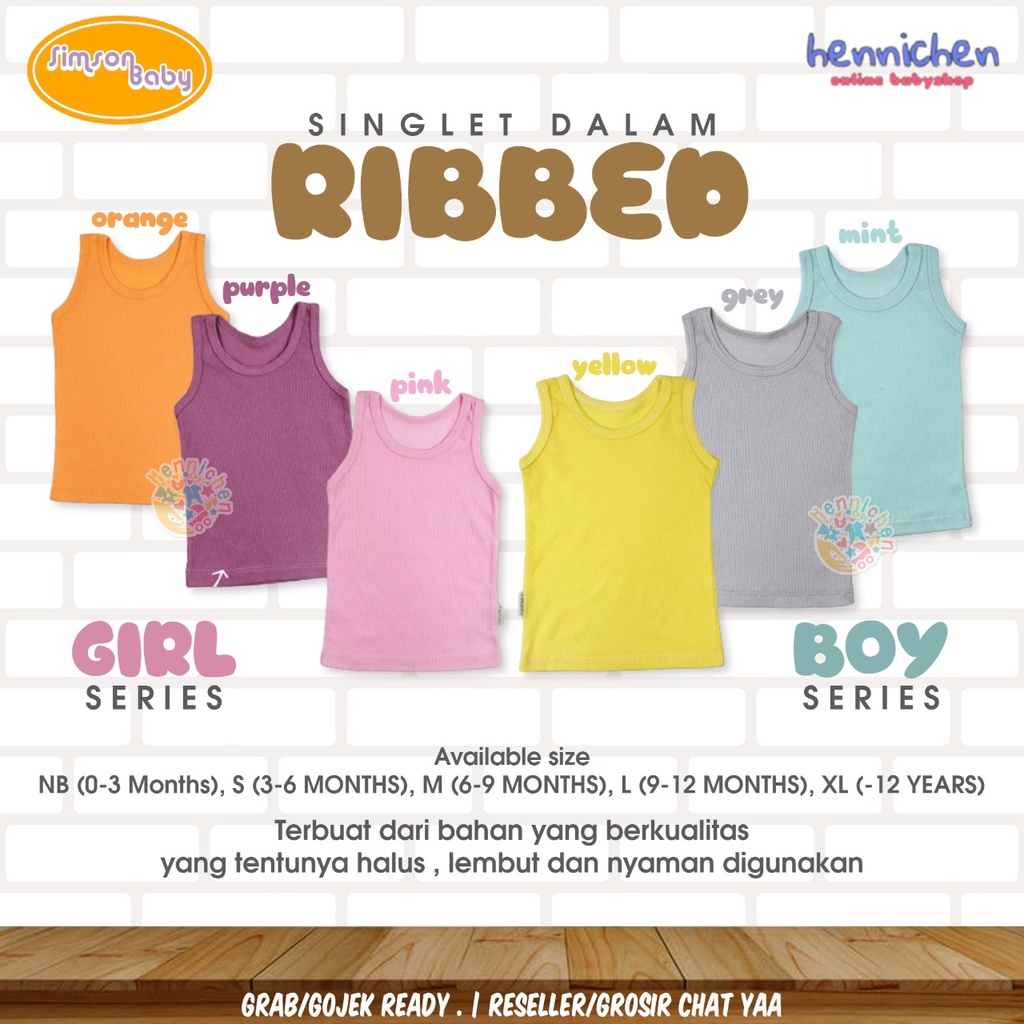 PROMO 7.7 PROMO BAJU LEBARAN MURAH SIMSON BY ARUCHI 3PCS SINGLET RIB ANAK SINGLET KAOS DALAM ANAK LAKI LAKI ANAK PEREMPUAN