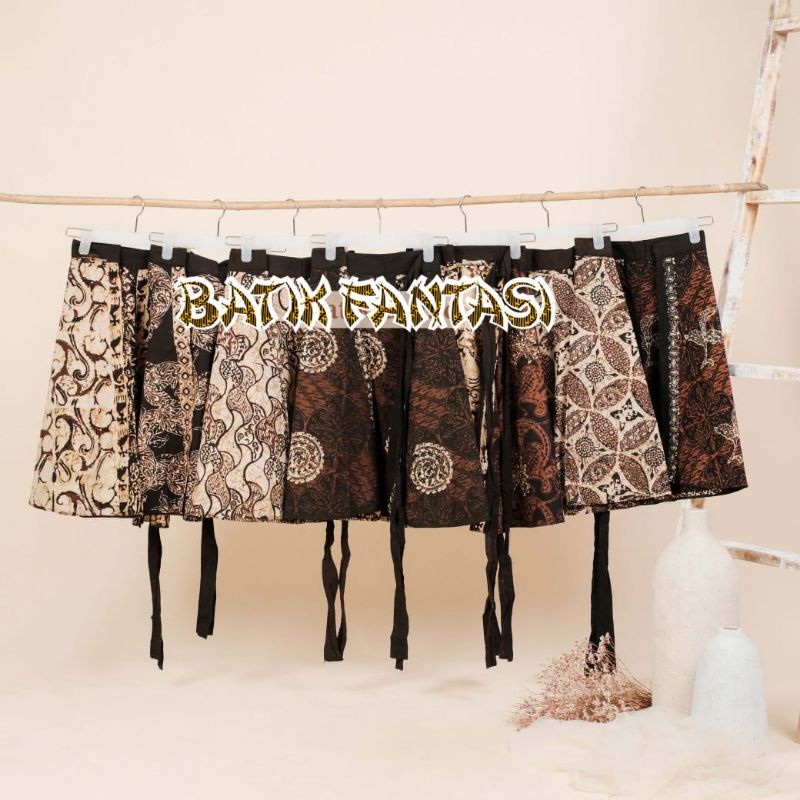 Rok Lilit Batik Cap Pendek Tali Bawahan Coklat Motif Sogan