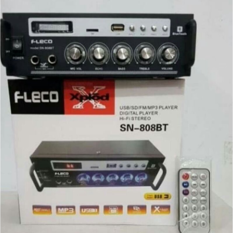 Cod Amplifier Fleco F-808BT/Amplie Bluetooth/DC AC/Amplie Multifungsi