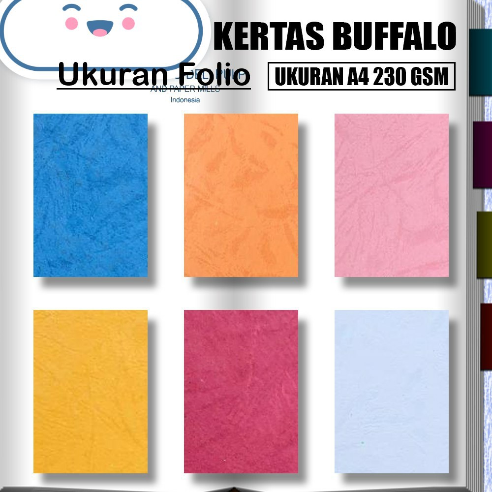 Kertas Buffalo Motif Berserat Ukuran Folio Warna Campur /KERTAS KARTON SAMPUL COVER JERUK BUFALO BUFALLO