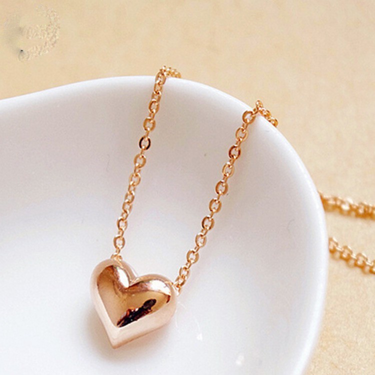 Korea Fashion Hati Pendant Emas Disepuh Heart Shaped Heart Shaped Love Chain Kalung