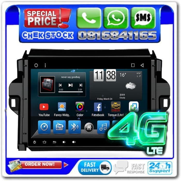 TAPE MOBIL JTECH TOYOTA FORTUNER VRZ ANDROID 10 - FORTUNER 10 INCH