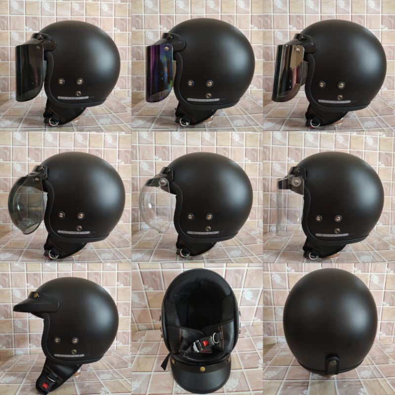 Helm bogo polos SNI warna Hitam dof untuk pria/wanita