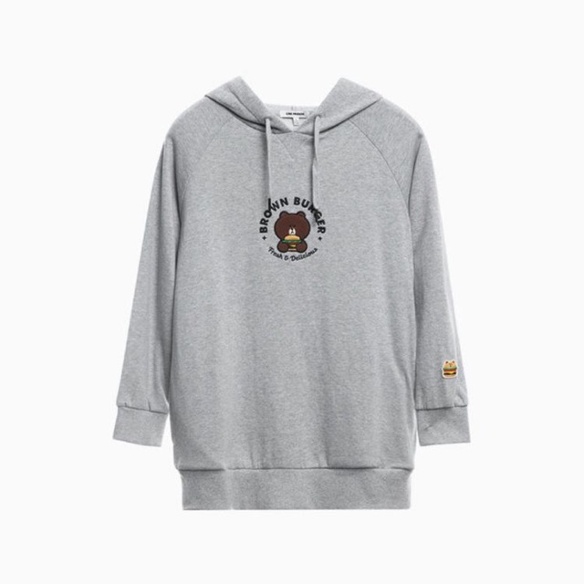 READY OFFICIAL Line Friends [Brown & Friends] Knit Hoodie Pullover Brown Burger