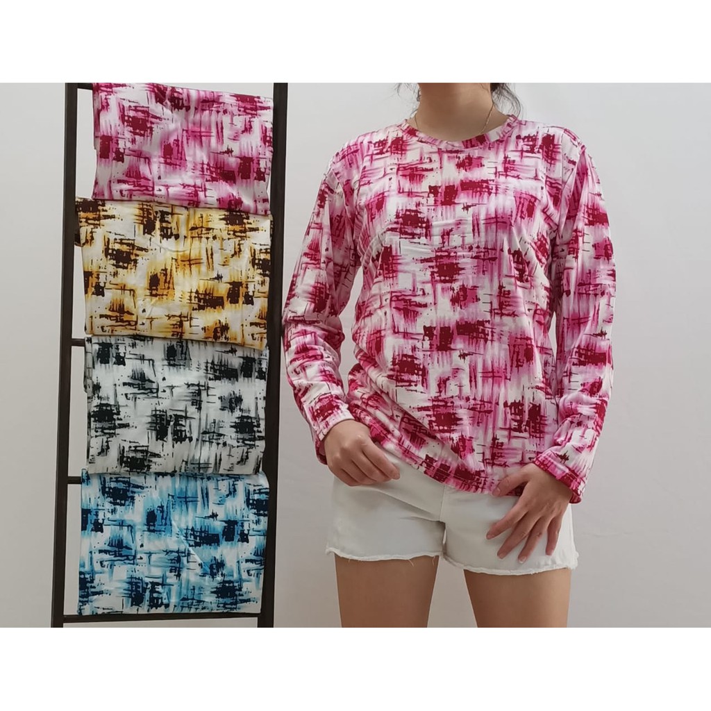 Rumah bude / baju lengan panjang wanita / kaos lengan panjang wanita / baju motif bercak wanita