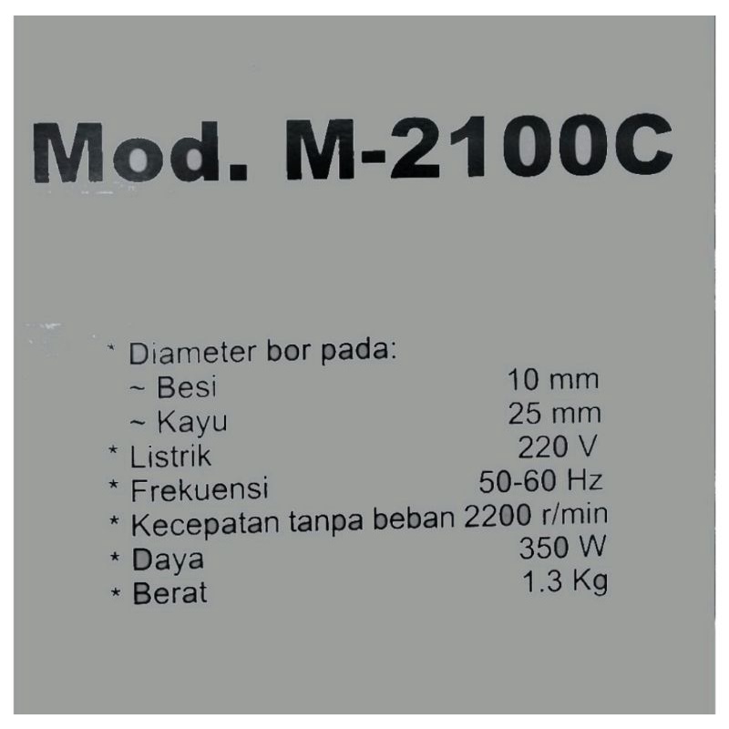 Mesin Bor 10mm Modern M-2100C Bor listrik 10mm Mesin bor tangan Modern M 2100C