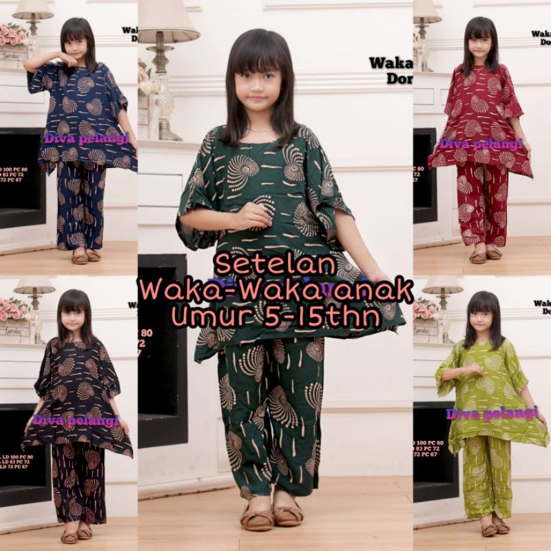 Setelan Anak Perempuan | Waka Waka Anak | One Set Anak Perempuan umur 5-15thn