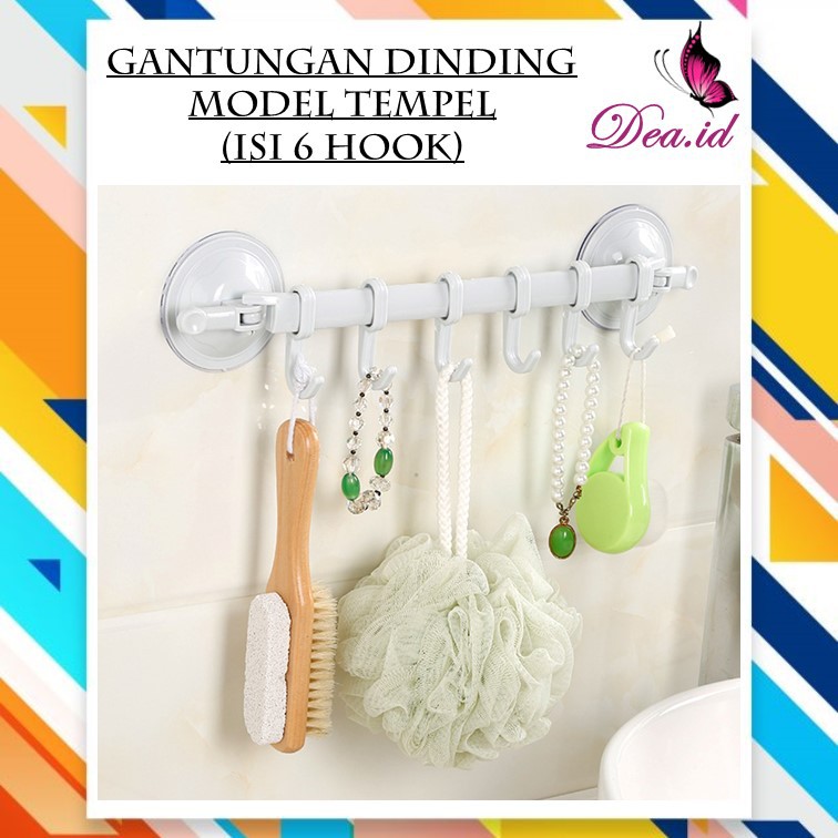 [DEASTORE] GANTUNGAN DINDING TEMPEL 6 HOOK / GANTUNGAN MULTIFUNGSI / RAK GANTUNG KAMAR MANDI