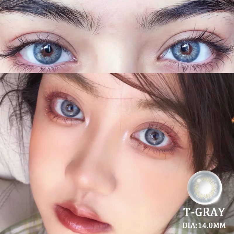 NEW【COD&amp;BARANG SPOT】 TAYLOR-GRAY SOFTLENS 2pcs BIG EYE Soft Colored Contact lens Yearly use ensa mata soflen mata Brightsoftlens soflens Mata Kore/DUBAI/TerbaikTahun Ini