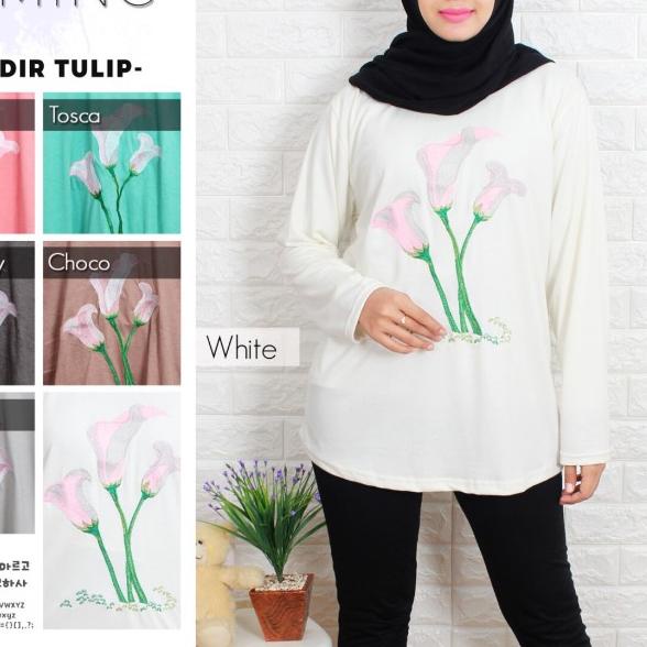 ❇ kaos muslim/ blus muslim/ fashion muslim wanita bordir tulip ➮