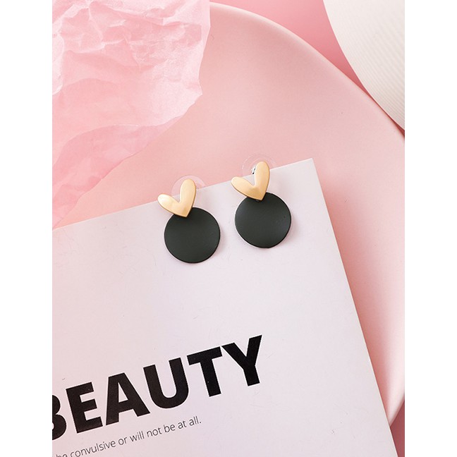 LRC Anting Tusuk Fashion Love Contrast Color Earrings D63760