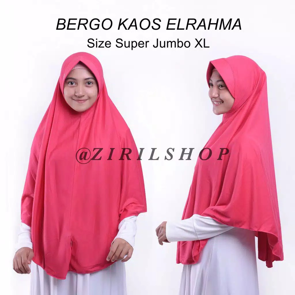 JILBAB KHIMAR BERGO KAOS TANPA SERUT ORI ELRAHMA / NON SERUT JUMBO /HIJAB SEKOLAH SYARI INSTAN NAJWA