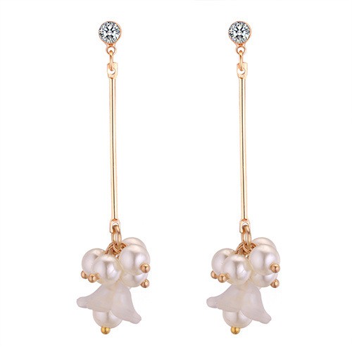 LRC Anting Tusuk Fashion Flower Shape Decorated Earrings