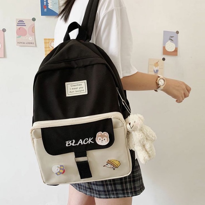 MOEZHA TAS _11.11 BIG SALE TAS SEKOLAH REMAJA PEREMPUAN SD SMP SMA SMK FASHION KOREA TAS ANAK SMP SMK KOREA BLACK ARMY