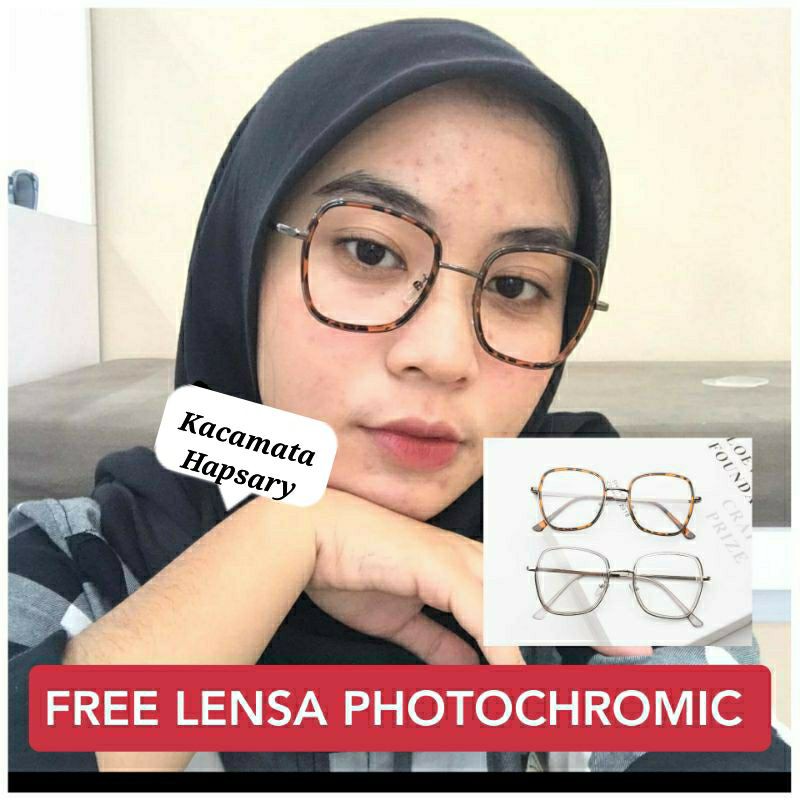 FRAME KACAMATA PHOTOCROMIC MINUS ANTI RADIASI | KACAMATA WANITA | KACAMATA KOTAK | KACA MATA ANTI UV